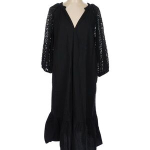 GAP Black Lace Sleeve Cotton Maxi Dress